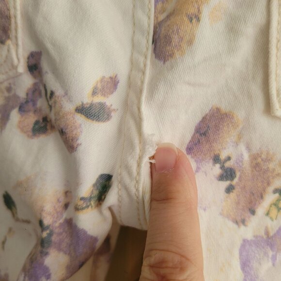 Free People Cream Lavender Floral Bohemian Flare Jeans Size 28 Phoebe Buffay - Picture 6 of 14